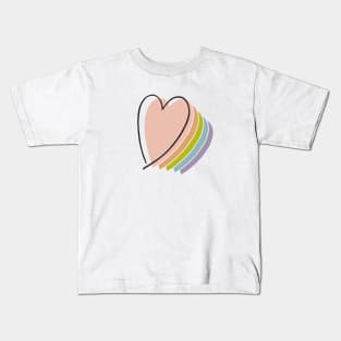 boho rainbow heart design line art heart Kids T-Shirt